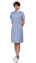 2534B護士洋裝(藍條配白邊短袖)