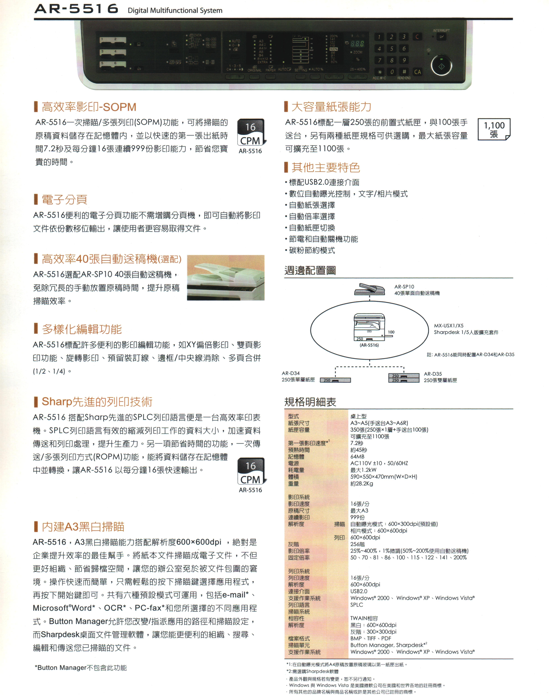 SHARP黑白數位影印機AR-5516