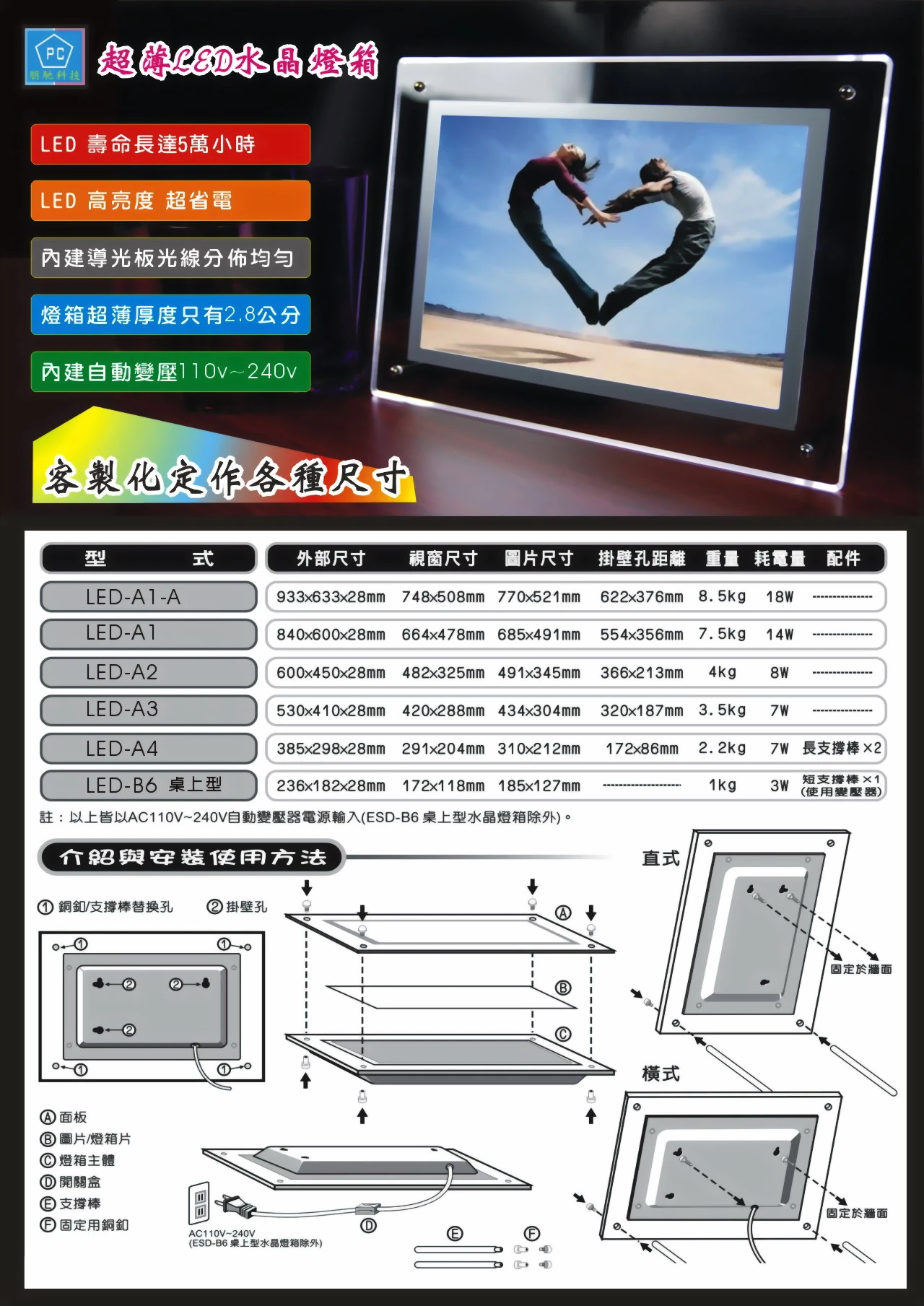 廣告燈箱，LED光源