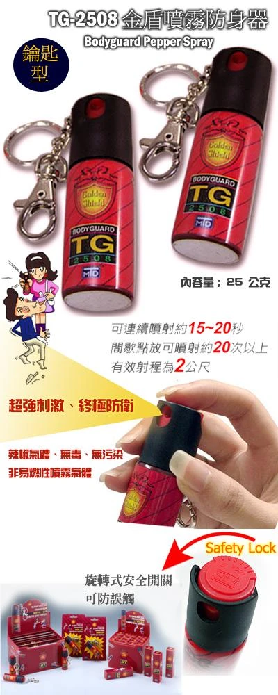 TG-2508 金盾噴霧 防身器 (鑰匙圈型) 25cc