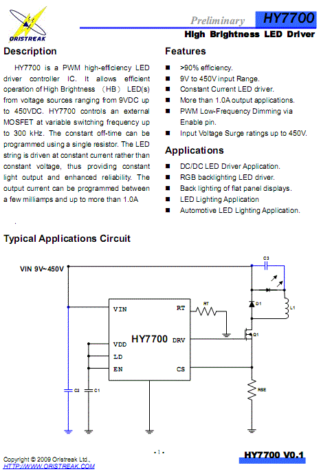 High Brightness  LED Driver