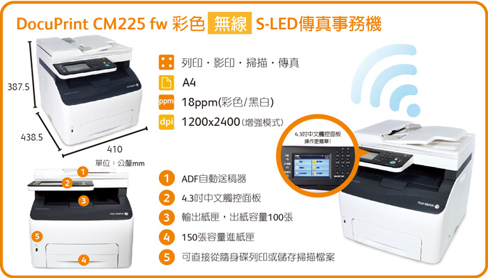 彩色雷射複合機 Fuji Xerox CM225 fw