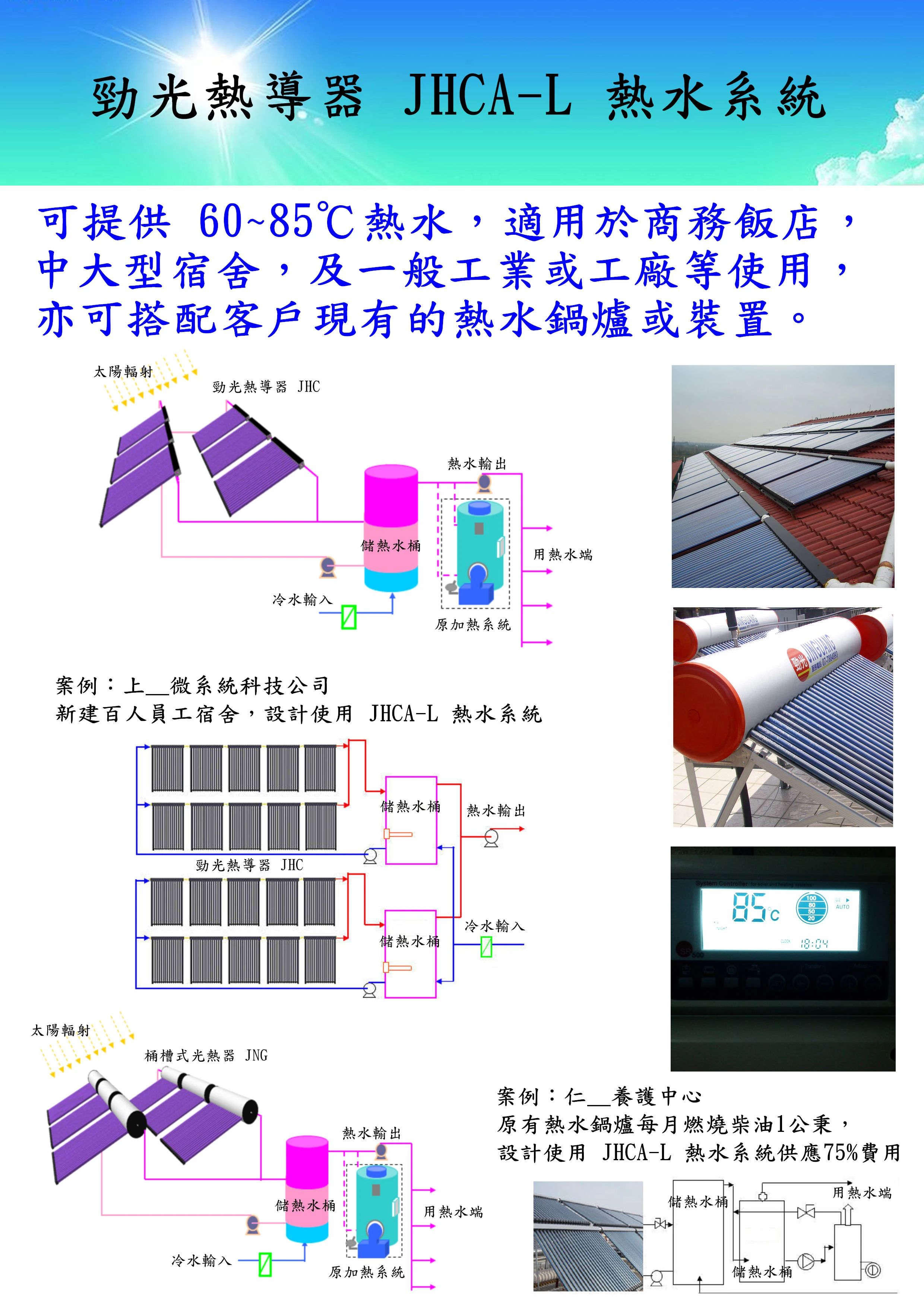 太陽能熱導器 JHCA-L 熱水系統