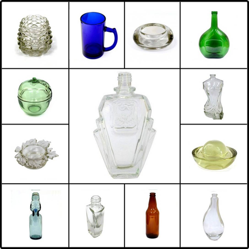 各種玻璃容器，除透明玻璃外，亦可製作有色玻璃，例如藍色、綠色、茶色等