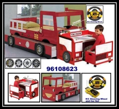 消防車兒童双層床組 含1.書桌, 2.置物椅, 3.無線遙控玩具方向盤+無線遙控玩具車