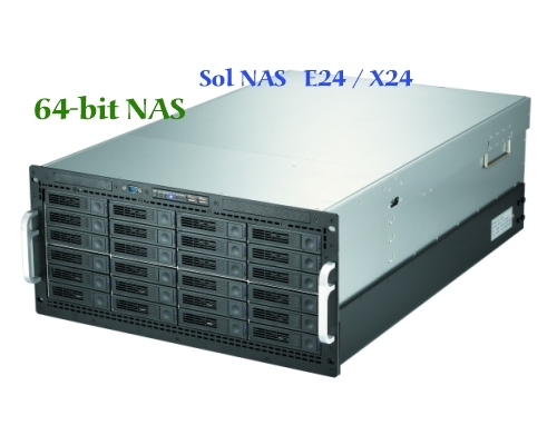 Sol NAS X24 / E24 擁有24硬碟槽位的網路附接磁碟, 速度快, 內具 snapshot 快照及複製 replication 功能