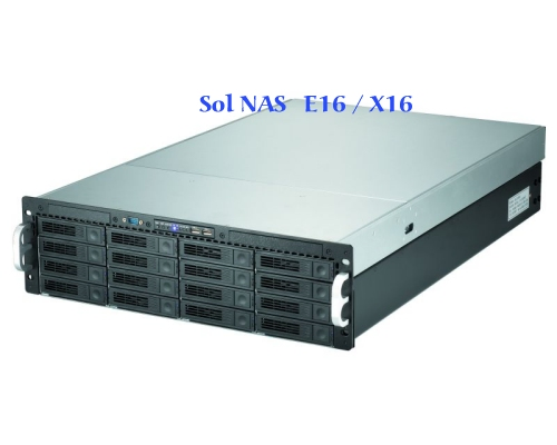 Sol NAS X16 / E16 擁有16硬碟槽位的網路附接磁碟, 速度快, 內具 snapshot 快照及複製 replication 功能